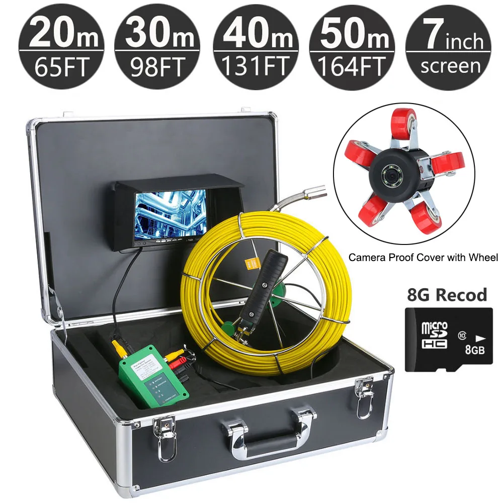 20 - 40M Sewer Pipe Inspection Camera System Video Camera DVR Function with 8GB Card 7" Monitor 1000TVL Snake Drain Waterproof
20 - 40M Sewer Pipe Inspection Camera System Video Camera DVR Function with 8GB Card 7" Monitor 1000TVL Snake Drain Waterproof