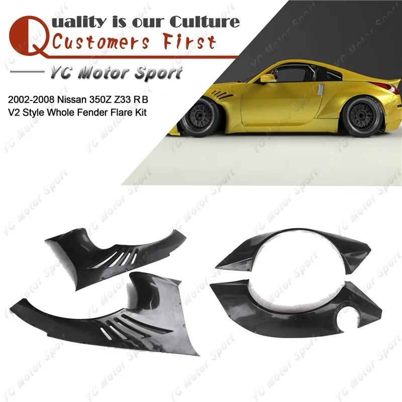 FRP Fiber Glass Fender Kit 4pcs Fit For 2002-2008 350Z Z33 RB V2 Style +40mm Front & +80mm Rear Fender Flare Cover
FRP Fiber Glass Fender Kit 4pcs Fit For 2002-2008 350Z Z33 RB V2 Style +40mm Front & +80mm Rear Fender Flare Cover