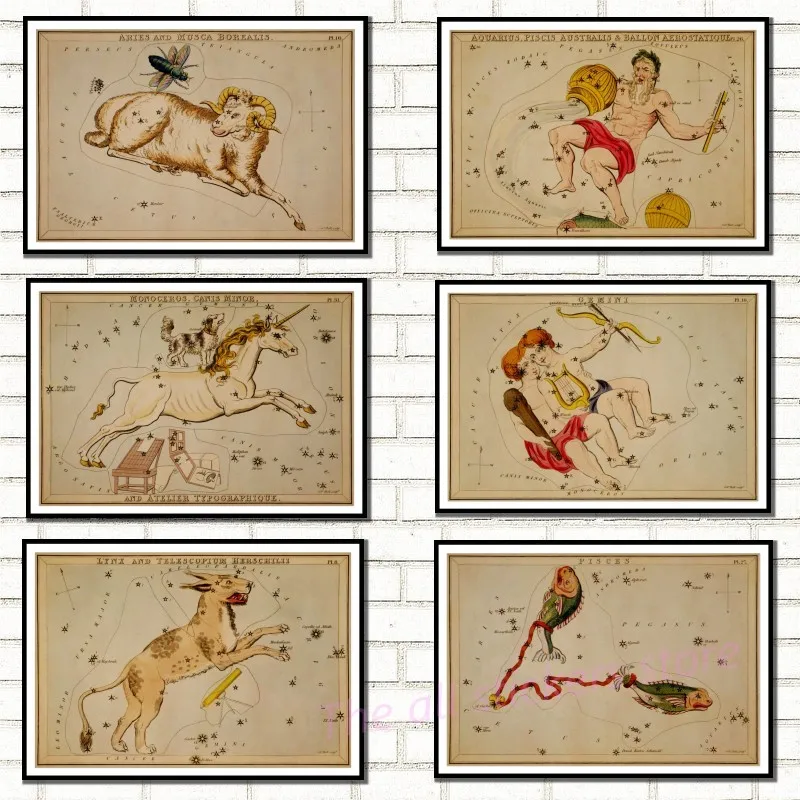 Zodiac vintage kraft paper poster decorative picture of the bedroom bar poster decorative posters/999
Zodiac vintage kraft paper poster decorative picture of the bedroom bar poster decorative posters/999