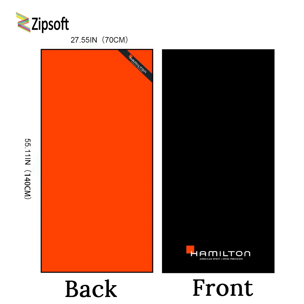 Пляжное полотенце Zipsoft из микрофибры спортивное быстросохнущее черное для