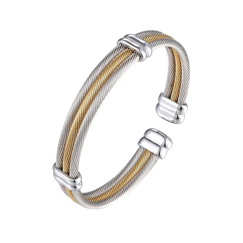 Adjustable Size Three-row Cable Bangle For Women Top Quality Stainless steel Women Jewelry Gold And Silver Color Bracelet
Adjustable Size Three-row Cable Bangle For Women Top Quality Stainless steel Women Jewelry Gold And Silver Color Bracelet