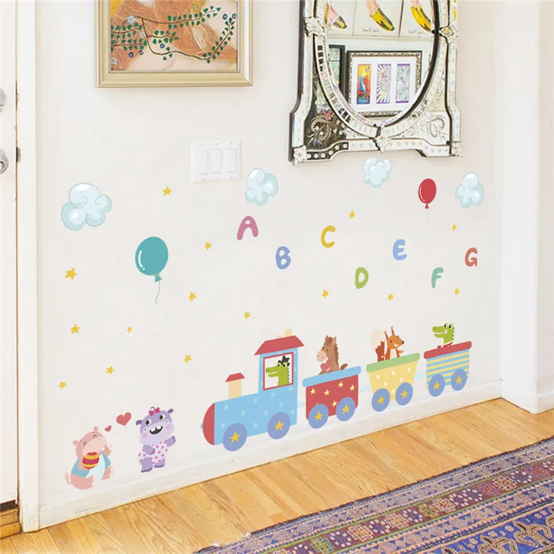 Animals train English Letter balloon Wall stickers for kids room wall decal Decor Children Home Decoration
Animals train English Letter balloon Wall stickers for kids room wall decal Decor Children Home Decoration