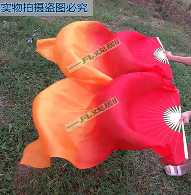 Kids Adults Hand-Made dyed Silk Bamboo Ribs Fan Veil for Belly Dance Colorful Oriental Veils 1.8*0.9m 1pair/2pcs | Тематическая