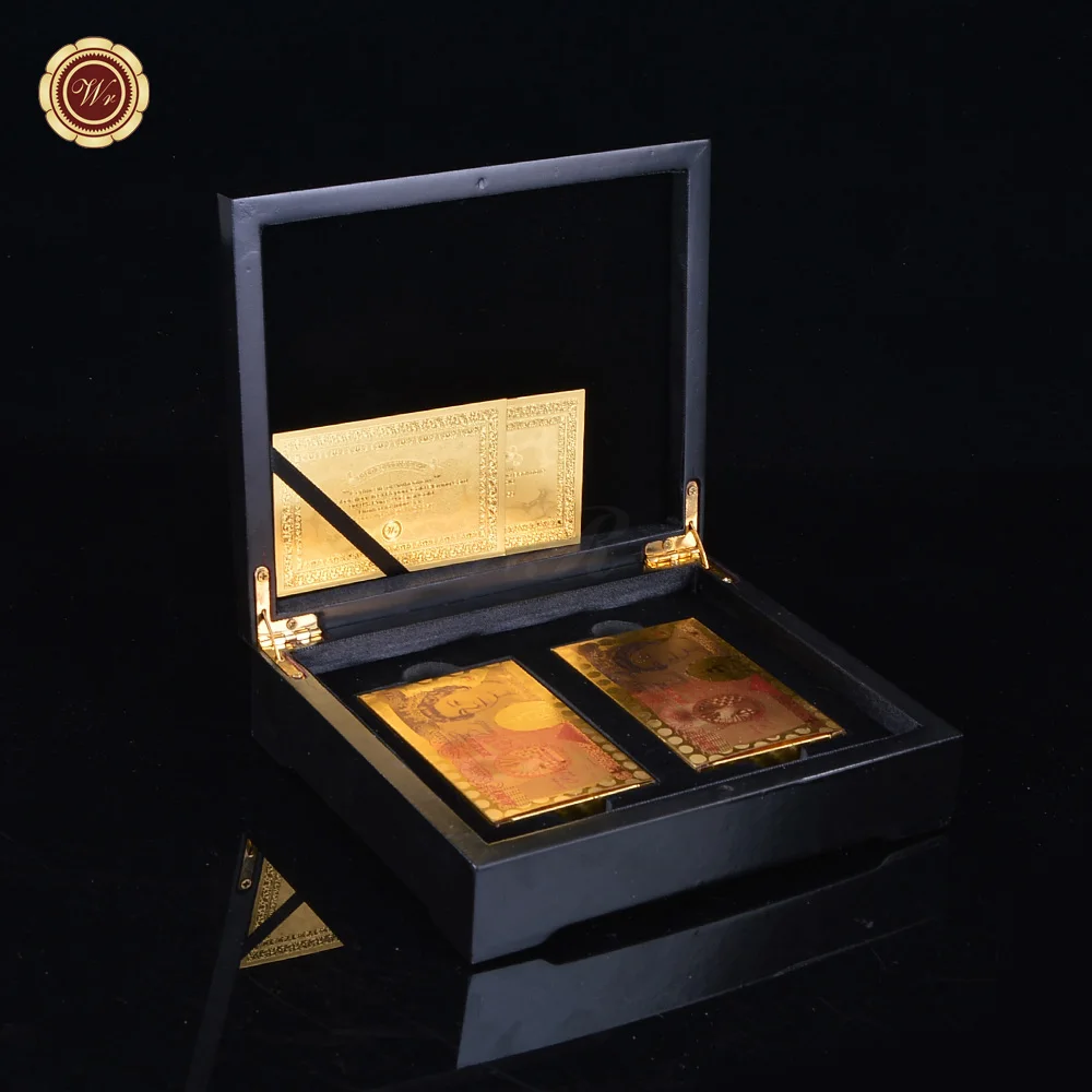 WR Business Souvenir Gifts Colorful 50 Pound Gold Playing Card Home Decorative Colorful Casino Chip Cards In Double Wooden Box
WR Business Souvenir Gifts Colorful 50 Pound Gold Playing Card Home Decorative Colorful Casino Chip Cards In Double Wooden Box