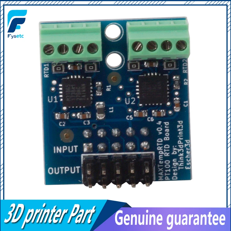 Cloned PT100 Daughter Board Allowing Two PT100 Temperature Sensors To Be Attached For The DuetWifi And The Duet Ethernet
Cloned PT100 Daughter Board Allowing Two PT100 Temperature Sensors To Be Attached For The DuetWifi And The Duet Ethernet