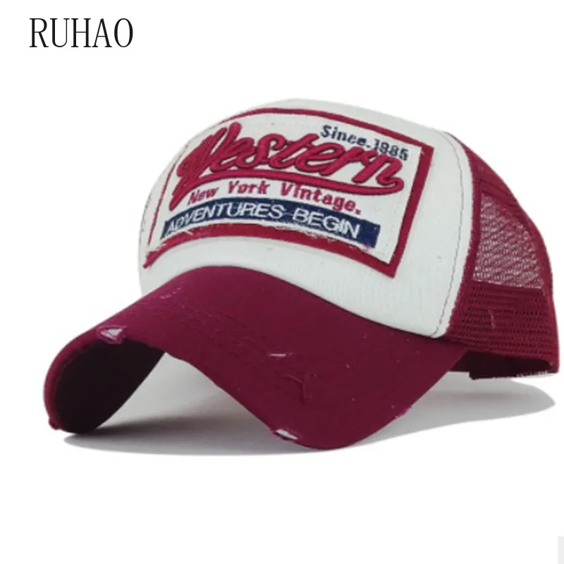 

RUHAO Summer Baseball Cap Embroidery Mesh Cap Hats For Men Women Snapback Gorras Hombre hats Casual Hip Hop Caps Dad Casquette