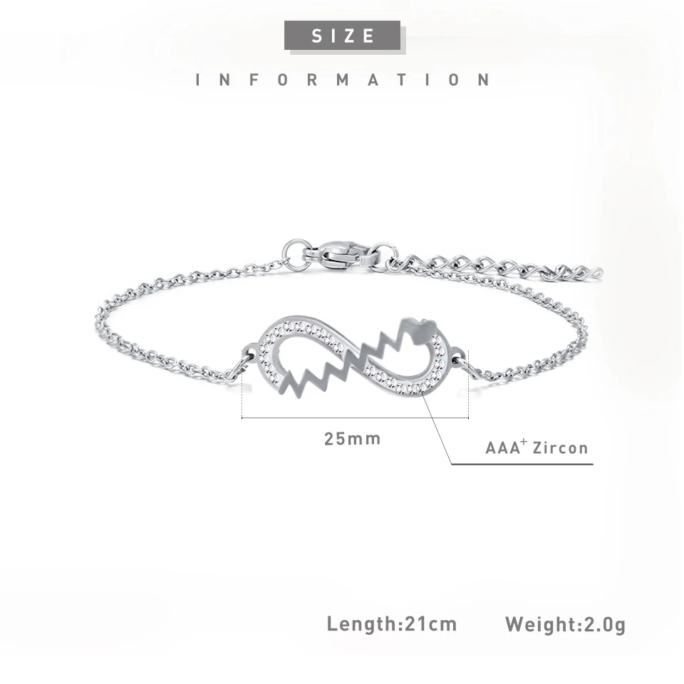 New Trendy 8 Shape Infinity Charm Bracelets For Women Silver Color Crystal Inlay Bracelets Adjustable Electrocardiogram Jewelry
New Trendy 8 Shape Infinity Charm Bracelets For Women Silver Color Crystal Inlay Bracelets Adjustable Electrocardiogram Jewelry