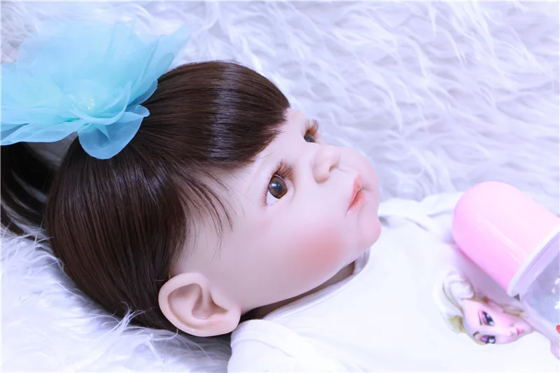 Full Silicone Vinyl Baby Doll Reborn 22 Inch Lifelike Newborn Babies Girl brown Hair Children Birthday Gift bonecas
Full Silicone Vinyl Baby Doll Reborn 22 Inch Lifelike Newborn Babies Girl brown Hair Children Birthday Gift bonecas