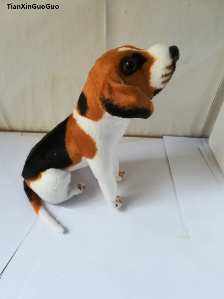 

about 35cm simulation beagle plush toy squatting beagle dog soft doll ,birthday gift w2929