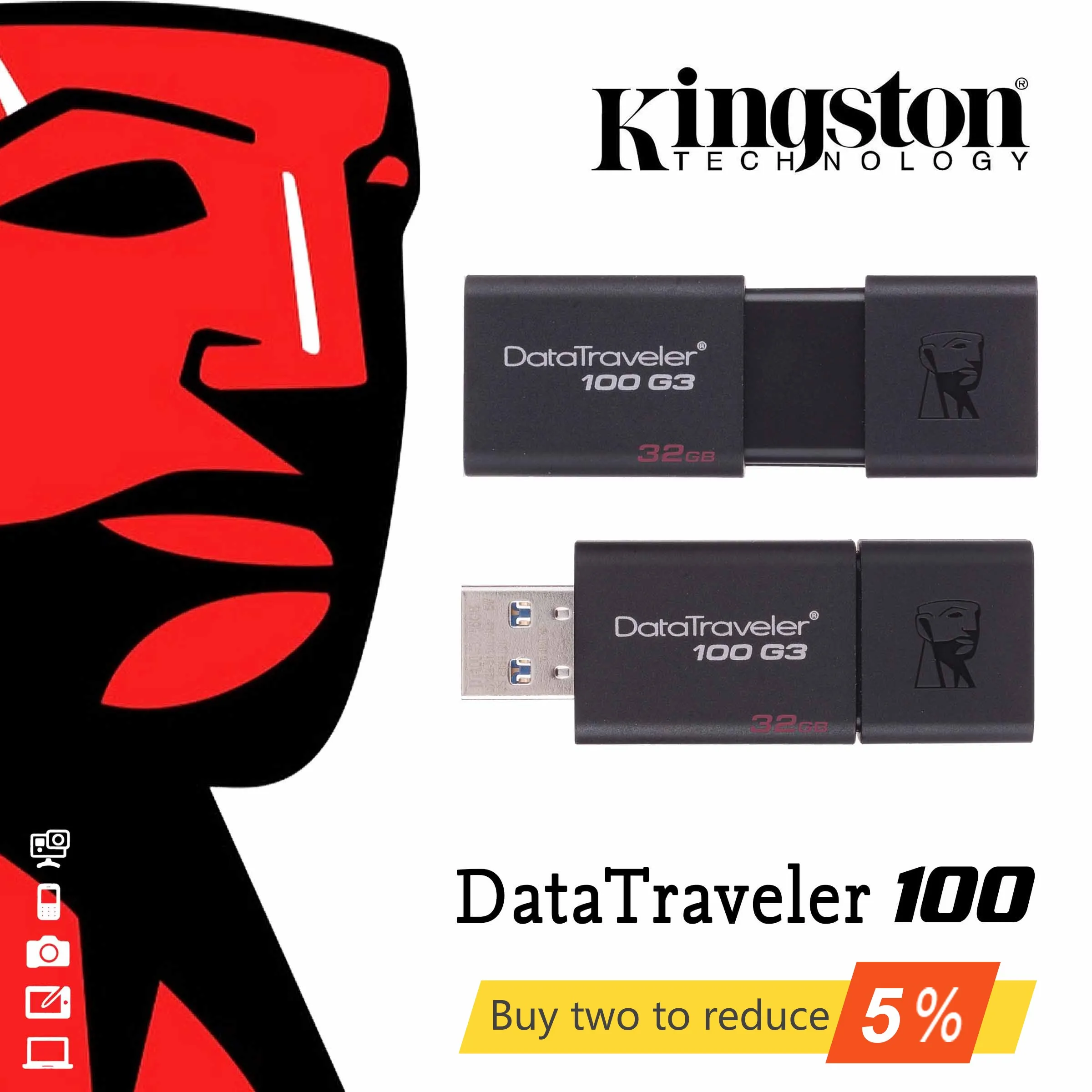 

Original Kingston DataTraveler 100 G3 USB Flash Drives 16GB 32GB 64GB 128GB USB 3.0 Pen Drive high speed PenDrives DT100G3