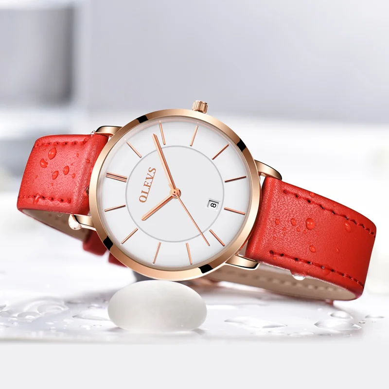 OLEVS Women Watch Red 2018 Casual Leather Ladies Watches Luxury Quartz Female Wristwatches Brand Clock Ultra Thin Surface 6.5MM
OLEVS Women Watch Red 2018 Casual Leather Ladies Watches Luxury Quartz Female Wristwatches Brand Clock Ultra Thin Surface 6.5MM