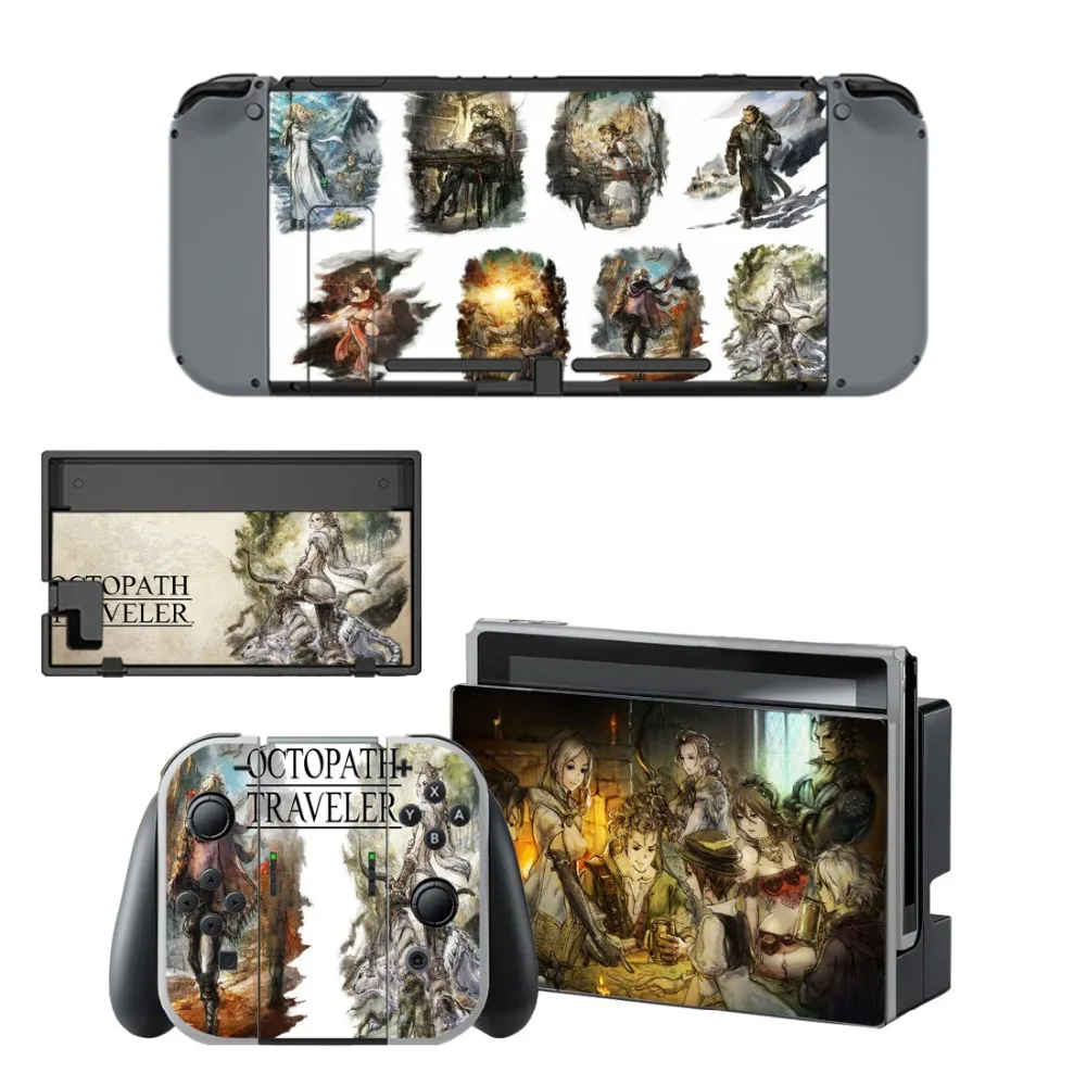 Octopath Traveler Decal Vinyl Skin Sticker for Nintendo Switch NS Console + Controller Stand Holder Protective | Электроника