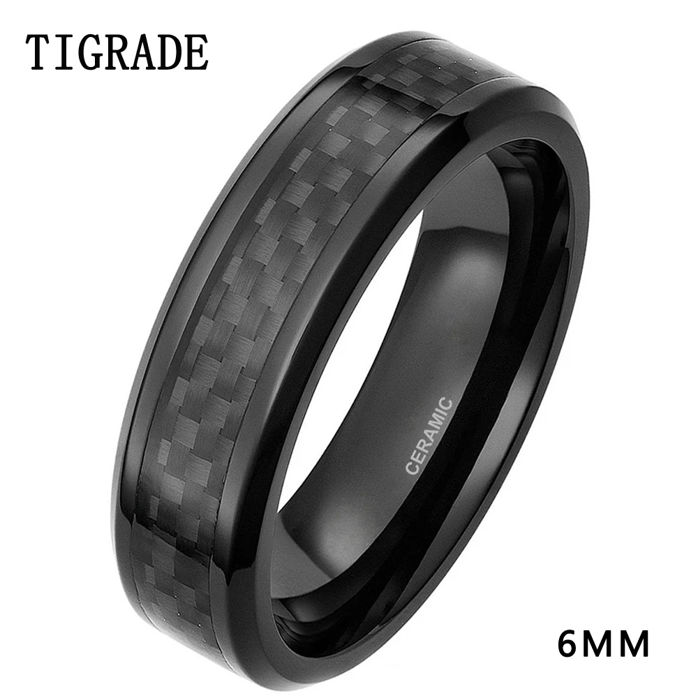 TIGRADE 6mm 8mm Men's Black Carbon Fiber Inlay Ceramic Ring Korean Wedding Band Engagement Rings For Women Brand Couple Jewelry
TIGRADE 6mm 8mm Men's Black Carbon Fiber Inlay Ceramic Ring Korean Wedding Band Engagement Rings For Women Brand Couple Jewelry