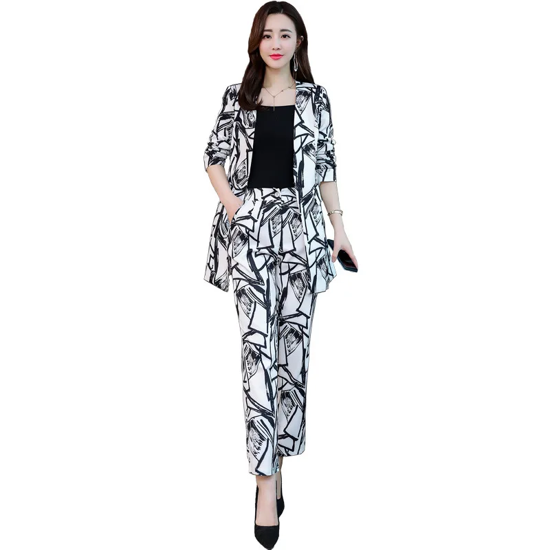 Printed women's suit overalls office OL design ladies casual office suit jacket ladies elegant business pants two-piece JQ789
Printed women's suit overalls office OL design ladies casual office suit jacket ladies elegant business pants two-piece JQ789
