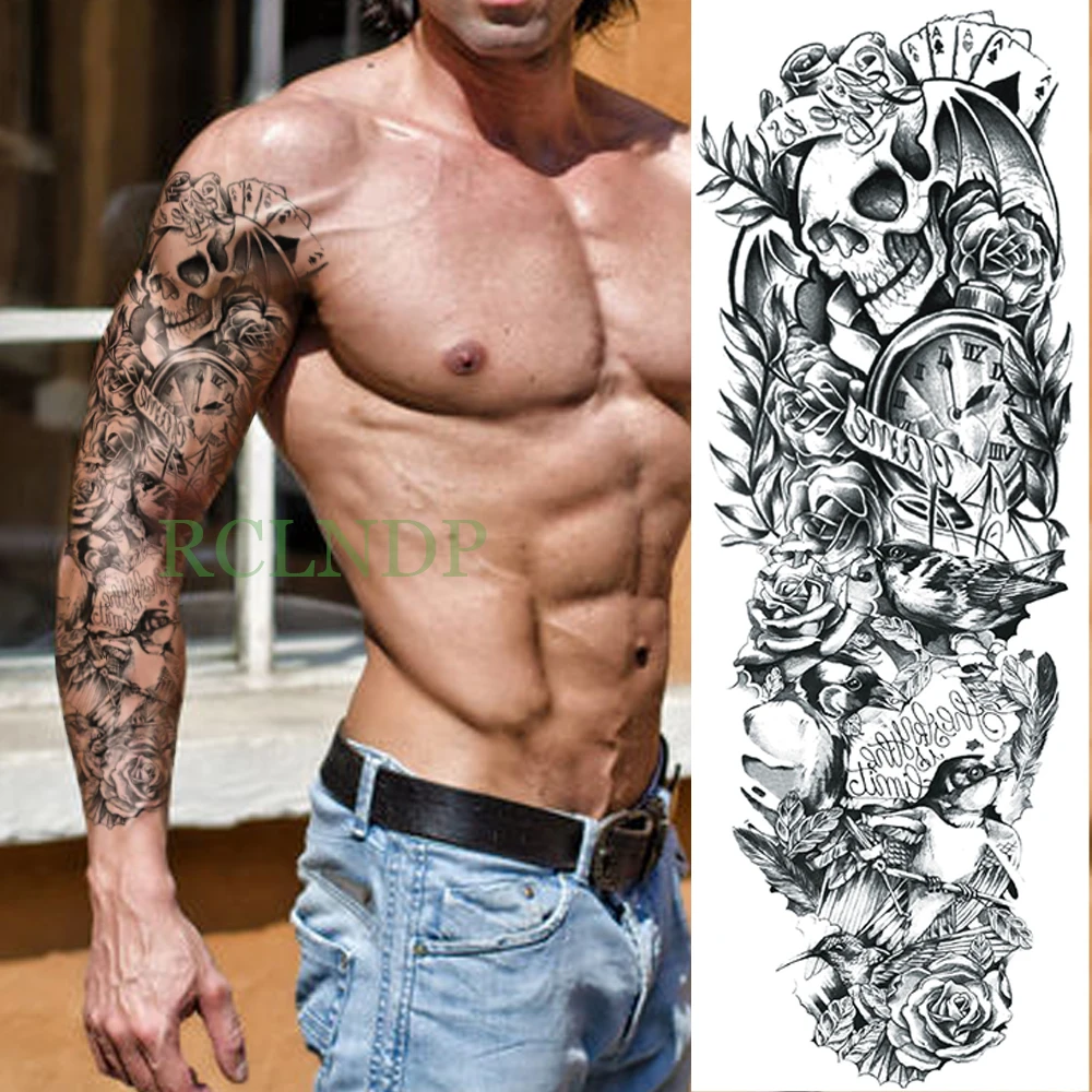 Waterproof Temporary Tattoo Sticker skull head rose clock full arm fake tatto flash tatoo sleeve large size for men women lady
Waterproof Temporary Tattoo Sticker skull head rose clock full arm fake tatto flash tatoo sleeve large size for men women lady