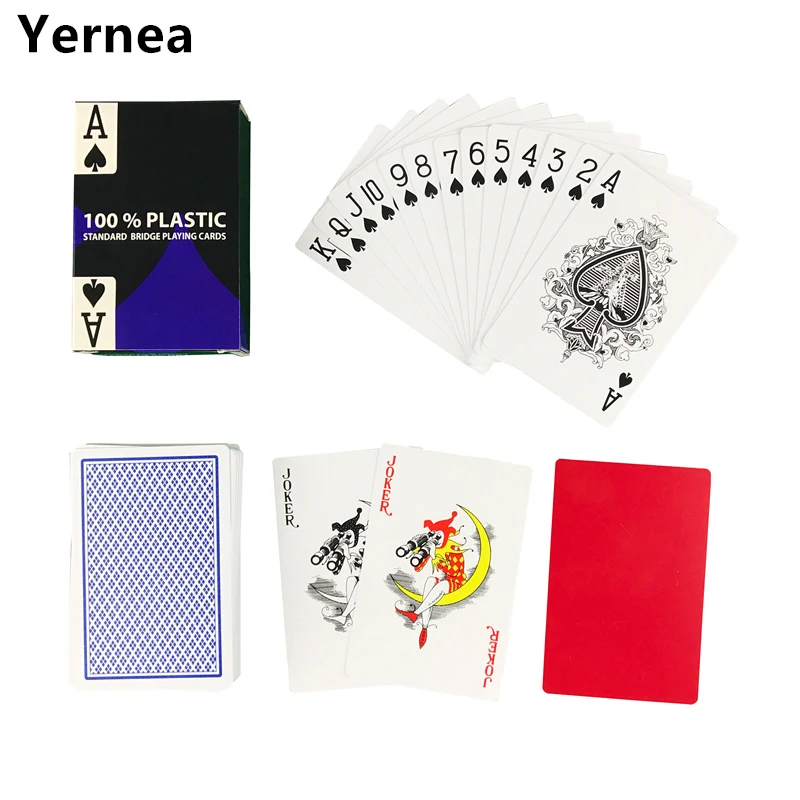 Yernea Hot new 1 Sets/Lot 2 Color for Red and Blue Baccarat Texas Hold'em PVC Waterproof plastic playing poker cards 58*88mm
Yernea Hot new 1 Sets/Lot 2 Color for Red and Blue Baccarat Texas Hold'em PVC Waterproof plastic playing poker cards 58*88mm