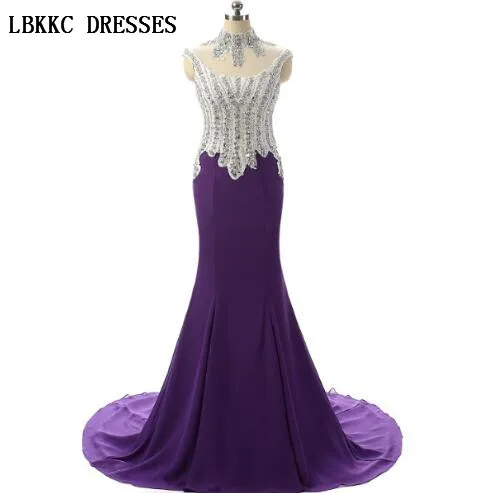 Sleeveless Evening Dress Purple Chiffon With Beaded Mermaid Style Robe De Soiree Longue Vestido Longo
Sleeveless Evening Dress Purple Chiffon With Beaded Mermaid Style Robe De Soiree Longue Vestido Longo