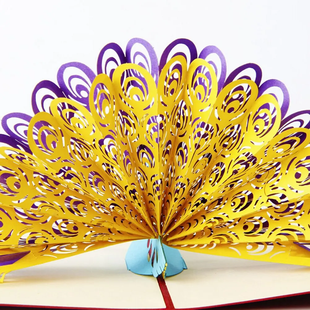 3D Animals Peacock Greeting Card Handmade Paper Art Carving child Birthday gift | Канцтовары для офиса и дома