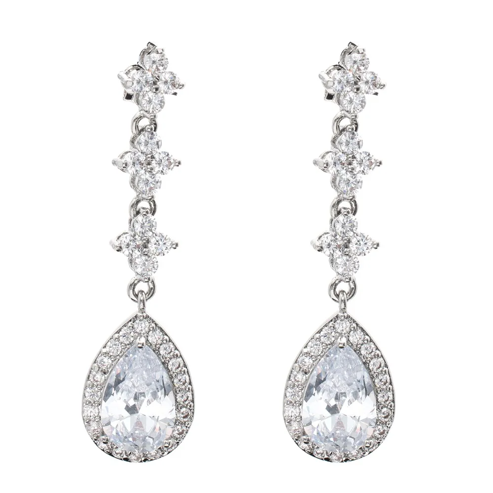 Silver Tone Cubic Zirconia Wedding Bride Dangle Earrings Rhinestone Crystal Bridal Earring Women High Quality Jewelry ER0011SIL
Silver Tone Cubic Zirconia Wedding Bride Dangle Earrings Rhinestone Crystal Bridal Earring Women High Quality Jewelry ER0011SIL