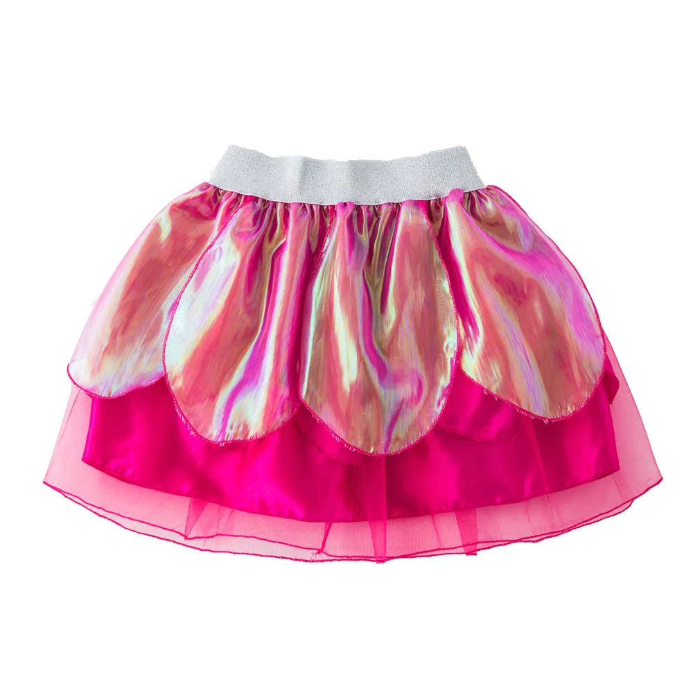 Новейший дизайн От 3 до 12 лет 4 слоя блестящая розовая юбка-пачка для девочек