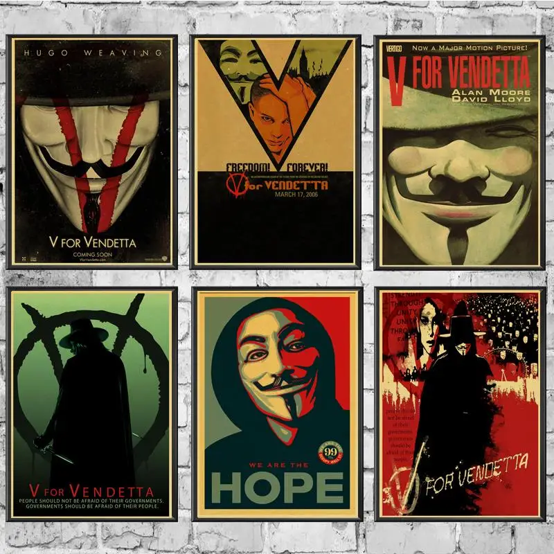 Vintage Classic Movie V for Vendetta Poster Wall Stickers Poster Prints High Quality For Bar And Home Decor
Vintage Classic Movie V for Vendetta Poster Wall Stickers Poster Prints High Quality For Bar And Home Decor