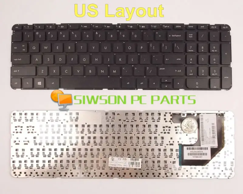 

New Keyboard US Version For HP Pavilion TouchSmart Sleekbook 15-b014xx 15-b120us 15-b143cl 15-b149ca Without Frame