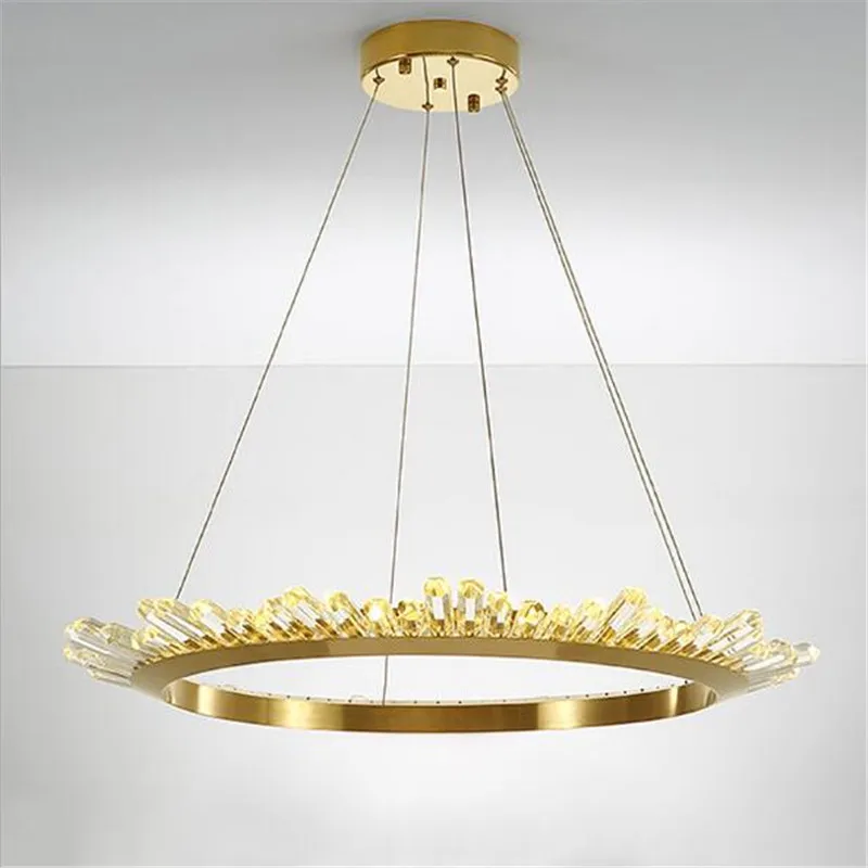 Modern Luxurious Crystal Crown Led Pendant Light for Foyer Dining Room Bedroom Round Suspension Lamp 50/60/80/100cm 2338 | Лампы и