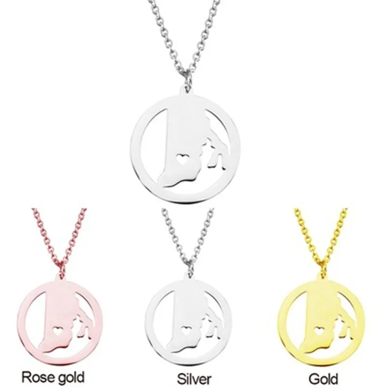

Simple personality American map necklace Rhode Island stainless steel necklace Factory direct supply female jewelry