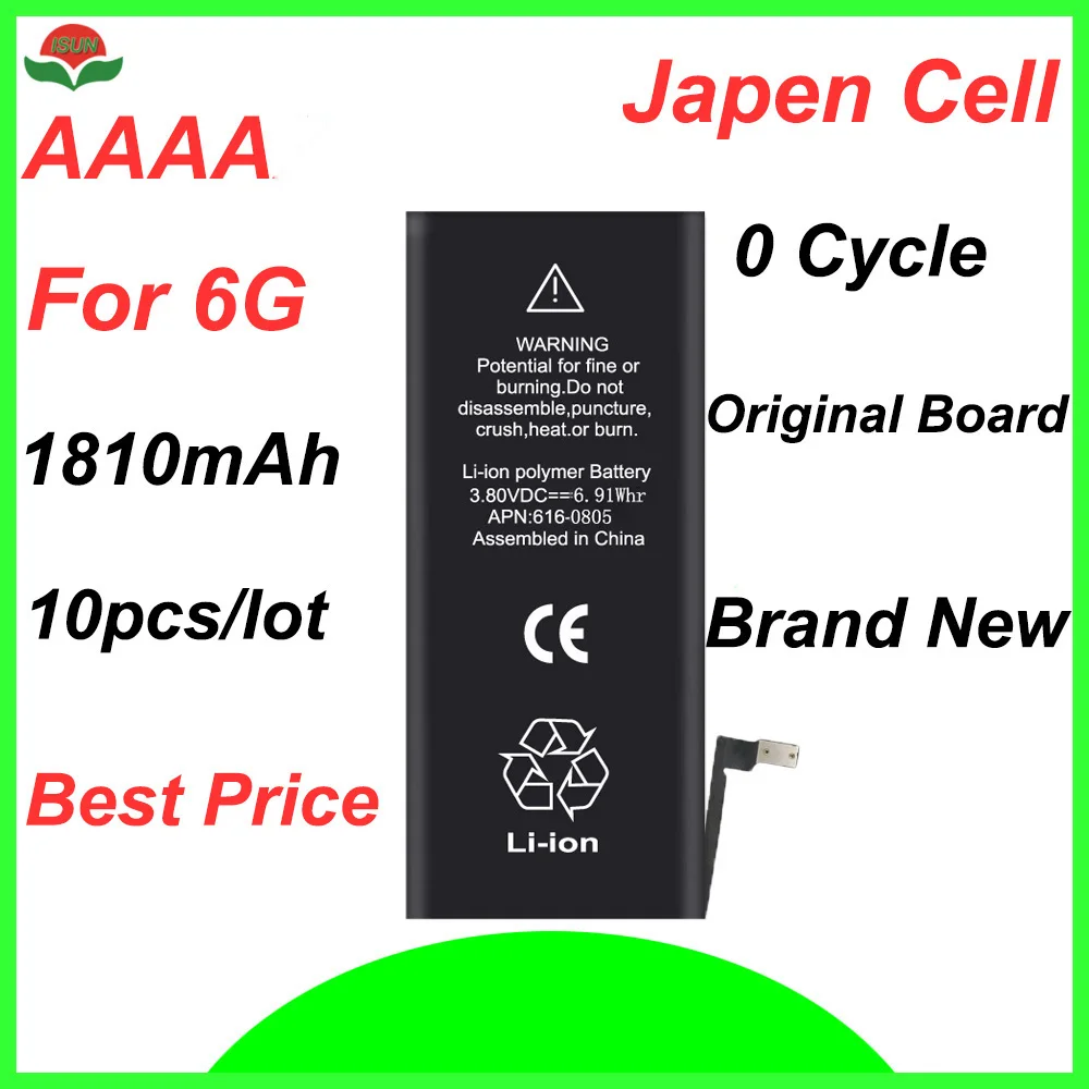 ISUN 10 шт./лот AAAA 1810mAh литий-ионная внутренняя батарея Замена для iPhone 6 6g 4,7"
ISUN 10 шт./лот AAAA 1810mAh литий-ионная внутренняя батарея Замена для iPhone 6 6g 4,7"
