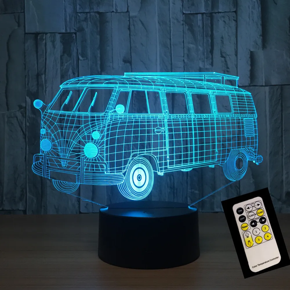 School Bus Remote or Touch Control USB Line Battery Operated Light Creative 3D LED Light 7 Color Changing Nightlight Home Decor
School Bus Remote or Touch Control USB Line Battery Operated Light Creative 3D LED Light 7 Color Changing Nightlight Home Decor