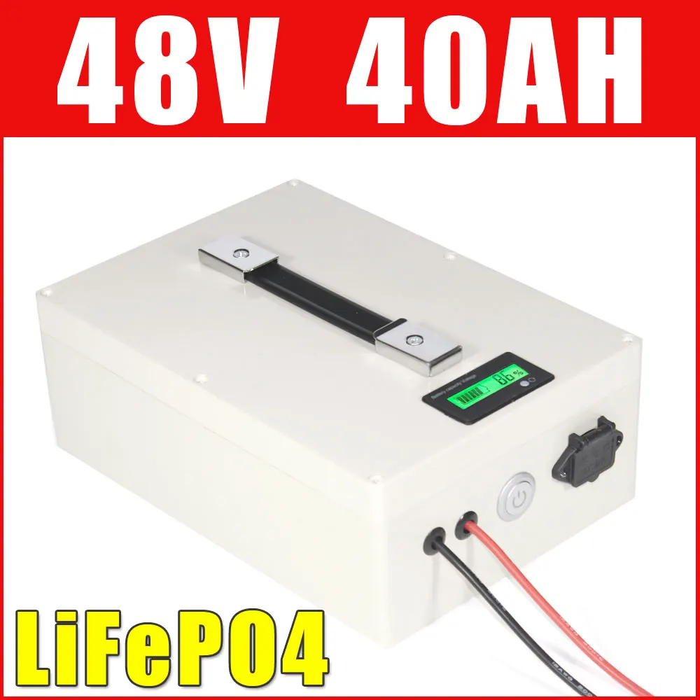 LiFePO4 48V 40AH Battery Pack 2000W Electric bike Motorcycle Lithium ion battery waterproof case LCD display
LiFePO4 48V 40AH Battery Pack 2000W Electric bike Motorcycle Lithium ion battery waterproof case LCD display