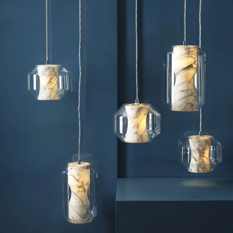 Nordic simple white marble creative single head pendant lamp modern transparent glass LED E27 restaurant decor lighting
Nordic simple white marble creative single head pendant lamp modern transparent glass LED E27 restaurant decor lighting