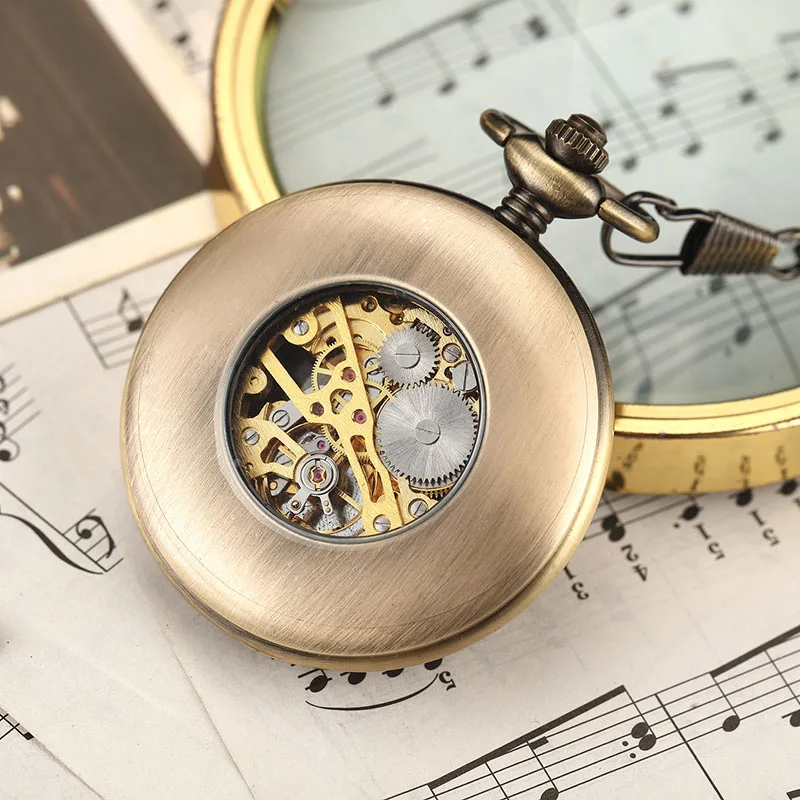 Механические карманные часы из твердой древесины брелок медальон на цепочке