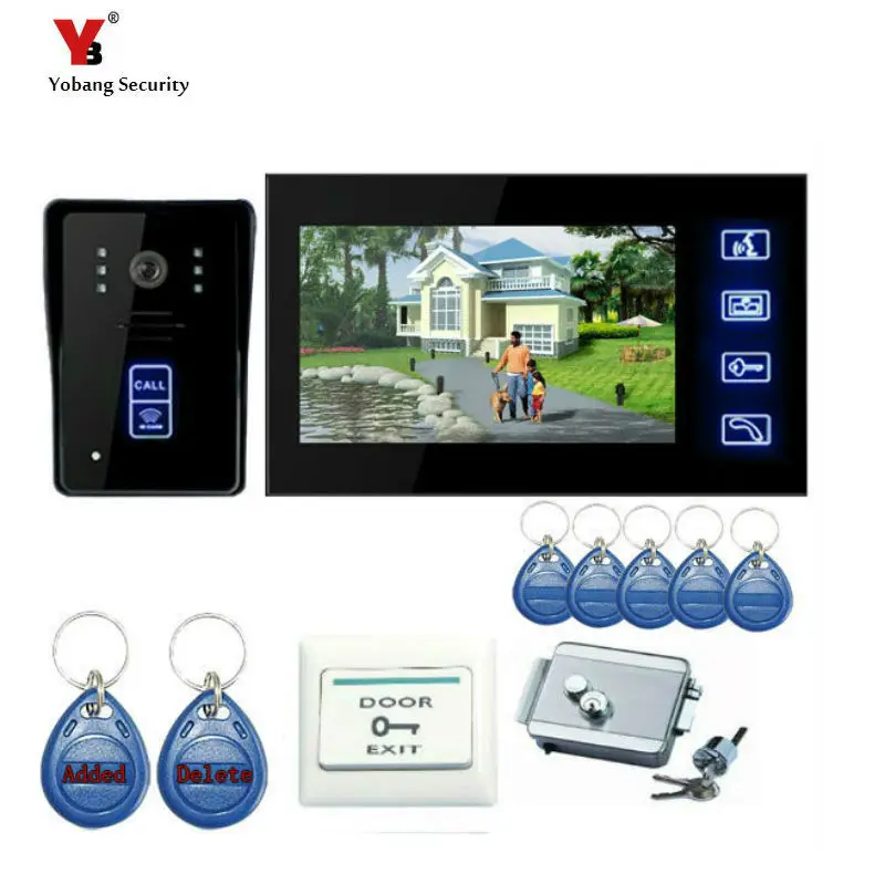 Yobang Security 7 Inch Touch Keypad Video Intercom Hands Free Video Doorphone With IR Camera Electronic Lock + 5Pcs RFID Keyfobs
Yobang Security 7 Inch Touch Keypad Video Intercom Hands Free Video Doorphone With IR Camera Electronic Lock + 5Pcs RFID Keyfobs