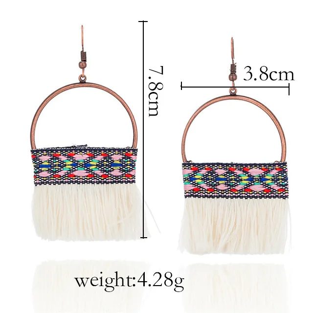 8Seasons Bohemia Embroidery Tassel Earrings Ethnic For Women Vintage Large Circle Drop Earrings Female 3.8cm*7.8cm Accessories
8Seasons Bohemia Embroidery Tassel Earrings Ethnic For Women Vintage Large Circle Drop Earrings Female 3.8cm*7.8cm Accessories
