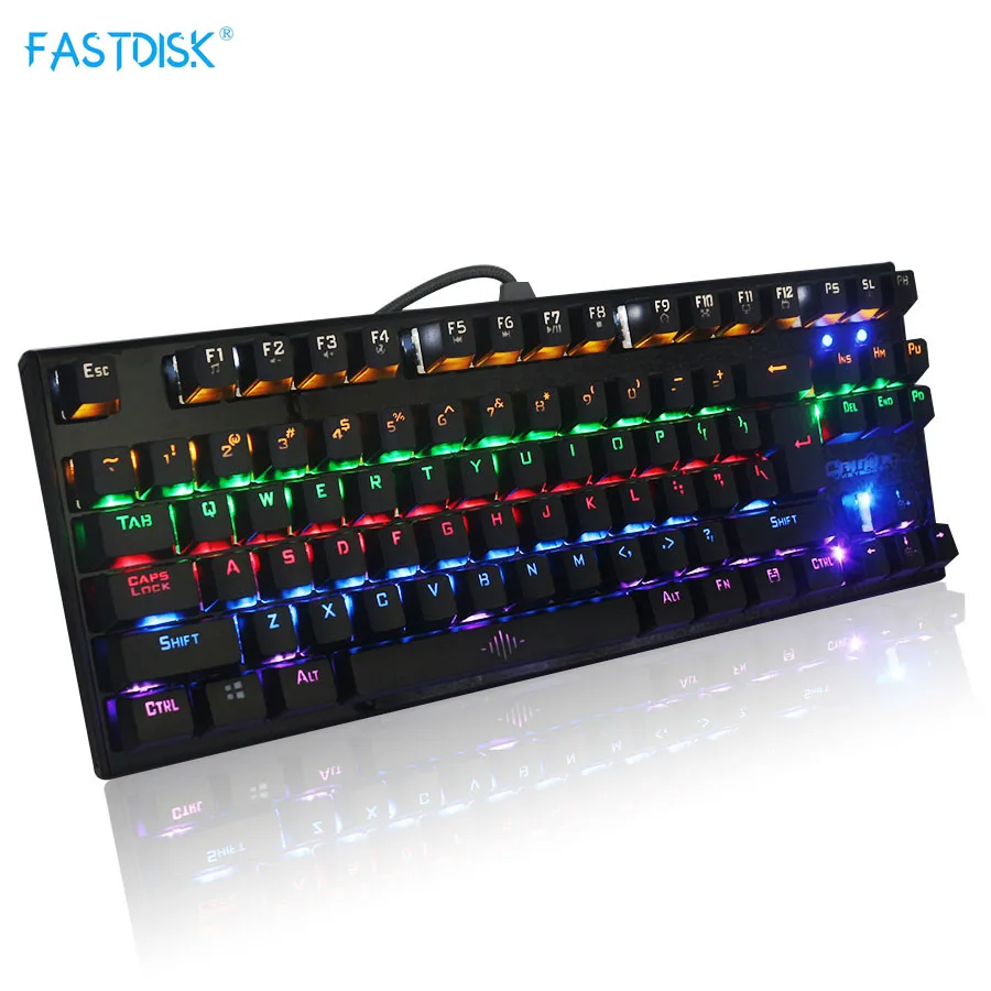 FastDisk игровой Проводная Механическая клавиатура 87 клавиши Настоящее RGB синий