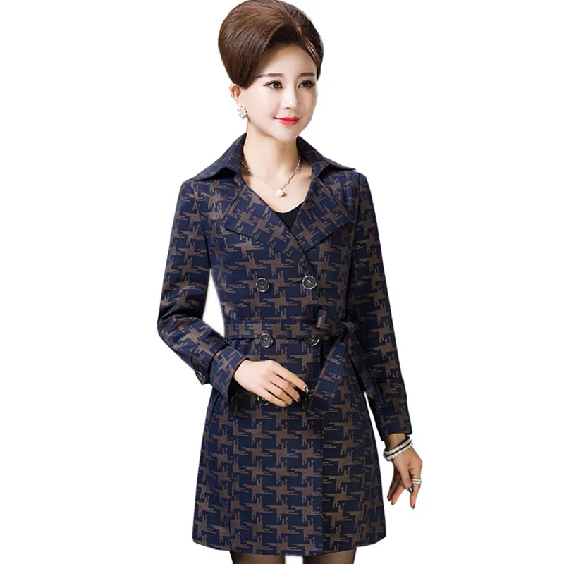 Spring and Autumn New Middle-aged Women's Long Sleeve Quality Plaid Printed Medium and long sectionLarge size Windbreaker Jacket
Spring and Autumn New Middle-aged Women's Long Sleeve Quality Plaid Printed Medium and long sectionLarge size Windbreaker Jacket