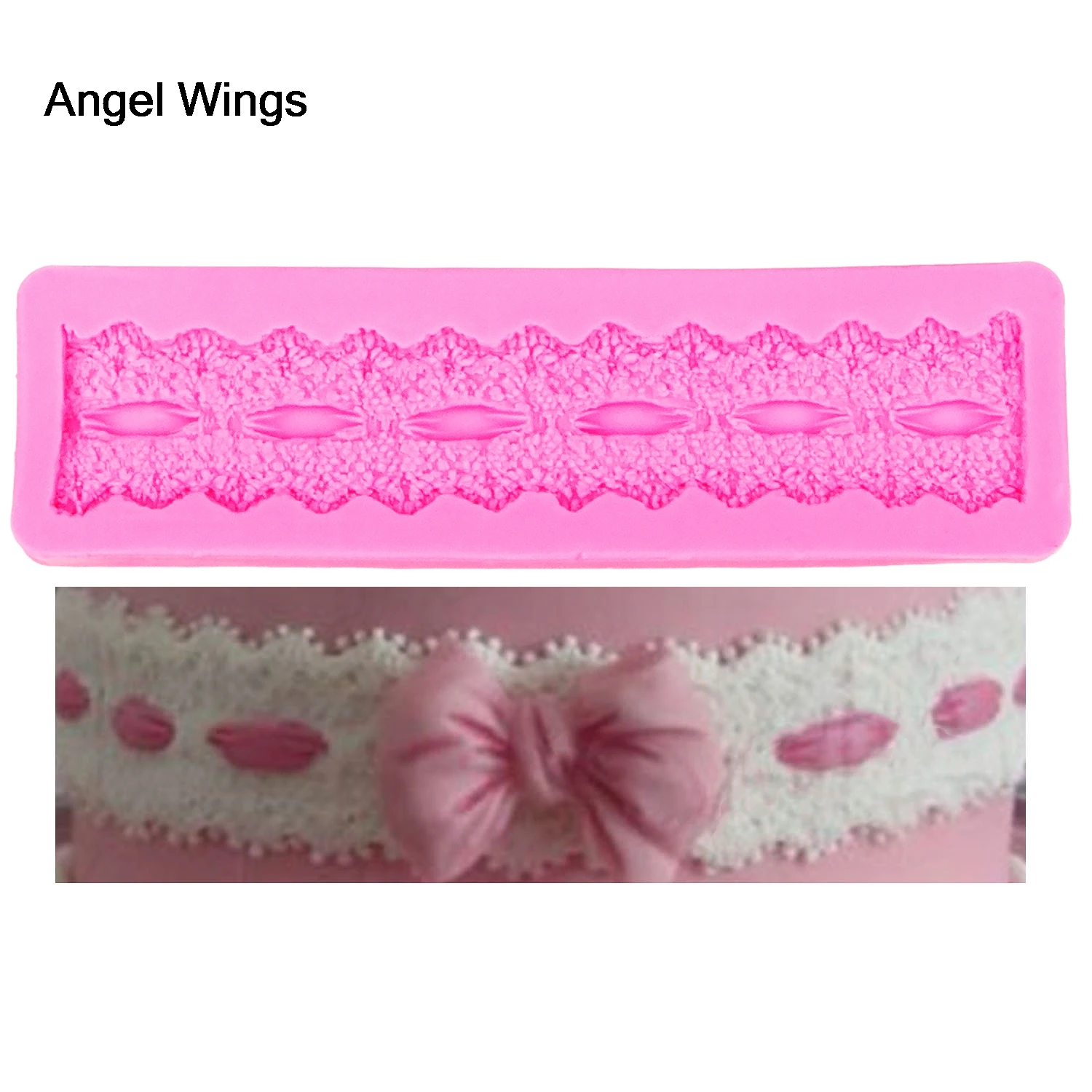 Angel Wings пищевая 3D форма для помадки силиконовая торта кружевная обратного