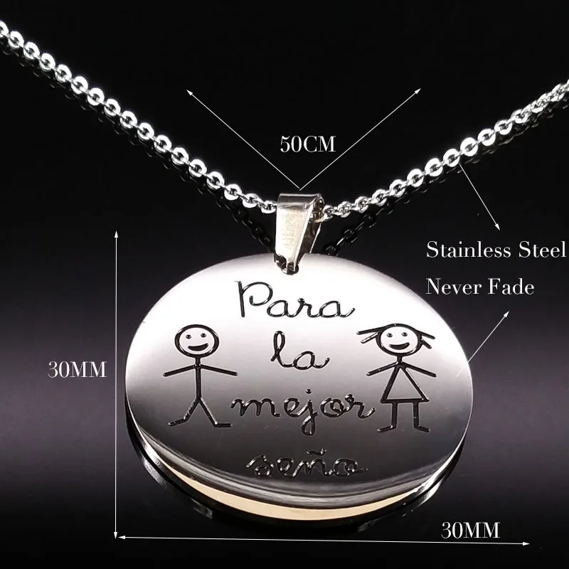 2021 Fashion Spain Silver Color Boy Girl Love Stainless Steel Statement Necklace Women Jewelry colgantes mujer moda N18130
2021 Fashion Spain Silver Color Boy Girl Love Stainless Steel Statement Necklace Women Jewelry colgantes mujer moda N18130