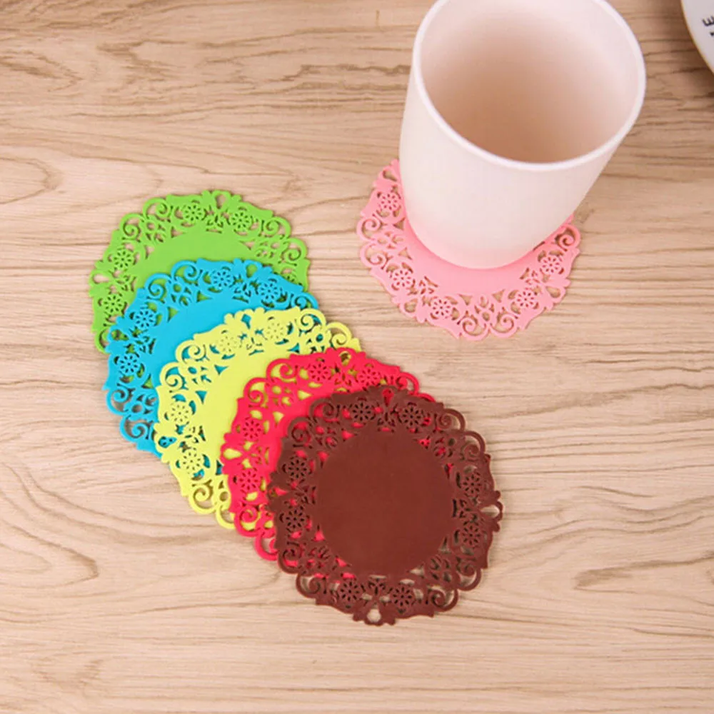1 шт. кружева цветок Doilies Силиконовые Coaster чашки чая коврики коврик изоляция