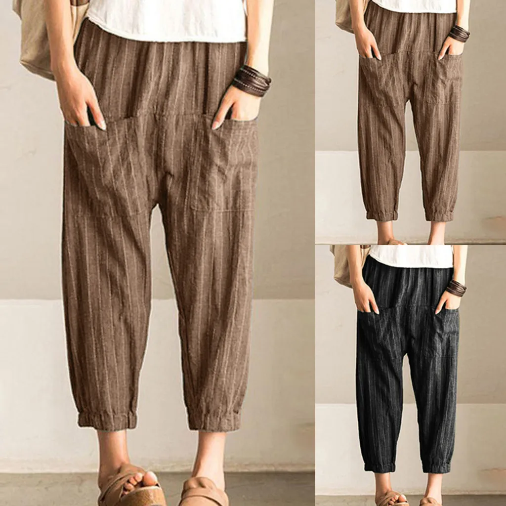 2019 Women Harem Pants Striped High Waist Long Casual Loose Trousers Pockets Work Femme Streetwear pantalones mujer
2019 Women Harem Pants Striped High Waist Long Casual Loose Trousers Pockets Work Femme Streetwear pantalones mujer