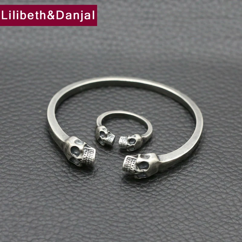 Set 100% Real 925 Sterling Silver Punk Rock Skull African Indian Women Men Jewelry Set Of Ring and Bracelet Bangle 2021 New G1
Set 100% Real 925 Sterling Silver Punk Rock Skull African Indian Women Men Jewelry Set Of Ring and Bracelet Bangle 2021 New G1