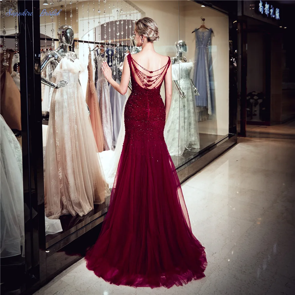 Sapphire Bridal Vestido De Festa 2019 New Burgundy Luxury Long Formal Gowns Abito Da Sera Beaded Sexy Cap Sleeve Evening Dress
Sapphire Bridal Vestido De Festa 2019 New Burgundy Luxury Long Formal Gowns Abito Da Sera Beaded Sexy Cap Sleeve Evening Dress