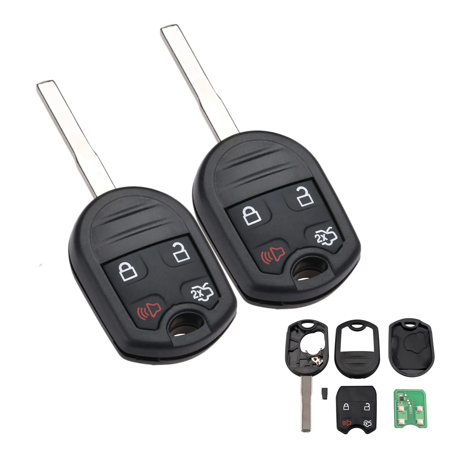 

Yetaha 2pcs 4 Button Remote Car Key For Ford Escape Fiesta Focus Transit Connect C-Max With 4D63 Chip 80Bit CWTWB1U793 315Mhz