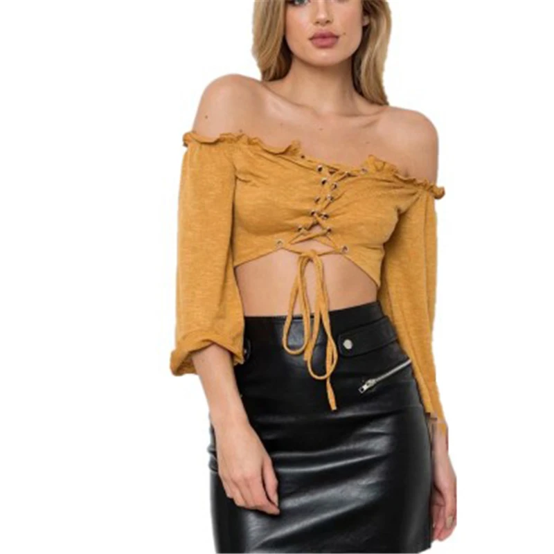 Autumn Large Size Women Shirt Vintage Women Slash neck Shirt Ruffles lace-up Pullover Flare Sleeve Big Size Female Shirt J855
Autumn Large Size Women Shirt Vintage Women Slash neck Shirt Ruffles lace-up Pullover Flare Sleeve Big Size Female Shirt J855
