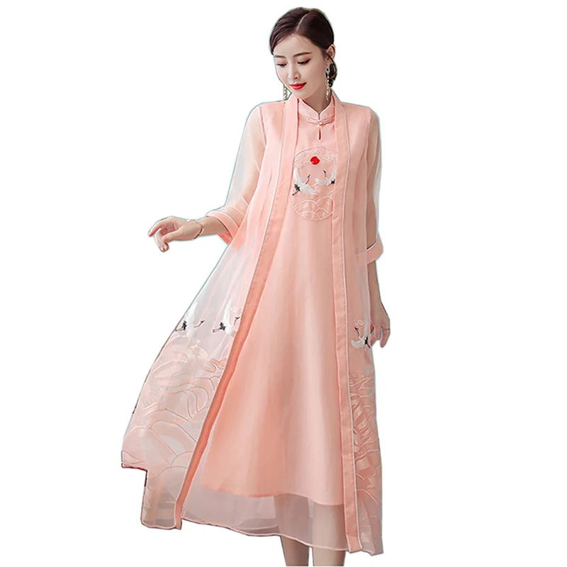 New Summer embroidery Floral A-Line Dress 2 pieces Women Elegant Stand Neck Party Vestidos Plus size Female Casual Loose dresses
New Summer embroidery Floral A-Line Dress 2 pieces Women Elegant Stand Neck Party Vestidos Plus size Female Casual Loose dresses
