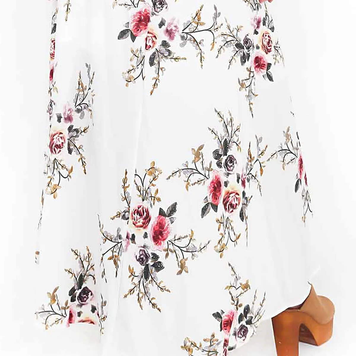Summer Ruffle Bohemian Skirt Floral Printed Asymmetrical Midi Skirts Womens Sexy Wrap Women Beach Bodycon | Женская одежда