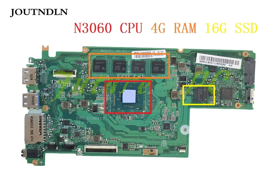 Материнская плата JOUTNDLN для ноутбука Lenovo Chromebook N22 5B20L85301 DANL6CMB6E0 W/ N3060 CPU 4 Гб RAM 16 SSD |