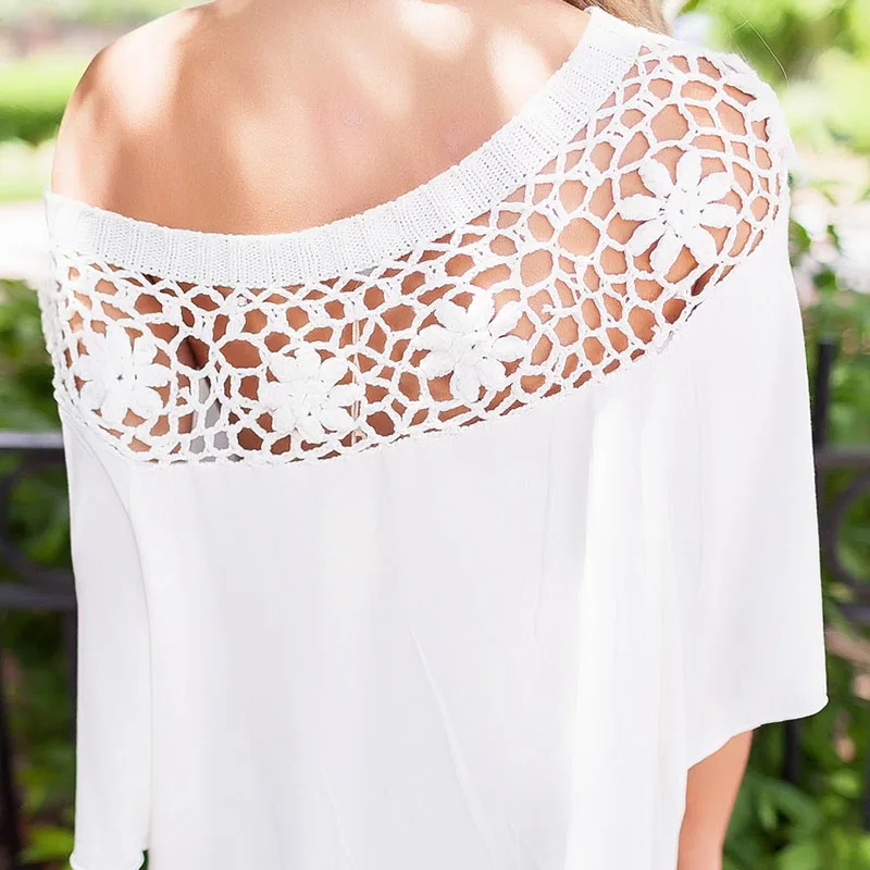 Womens One shoulder Tops Ladies Lace Casual Beach Party Club Blouse Tops T-shirt