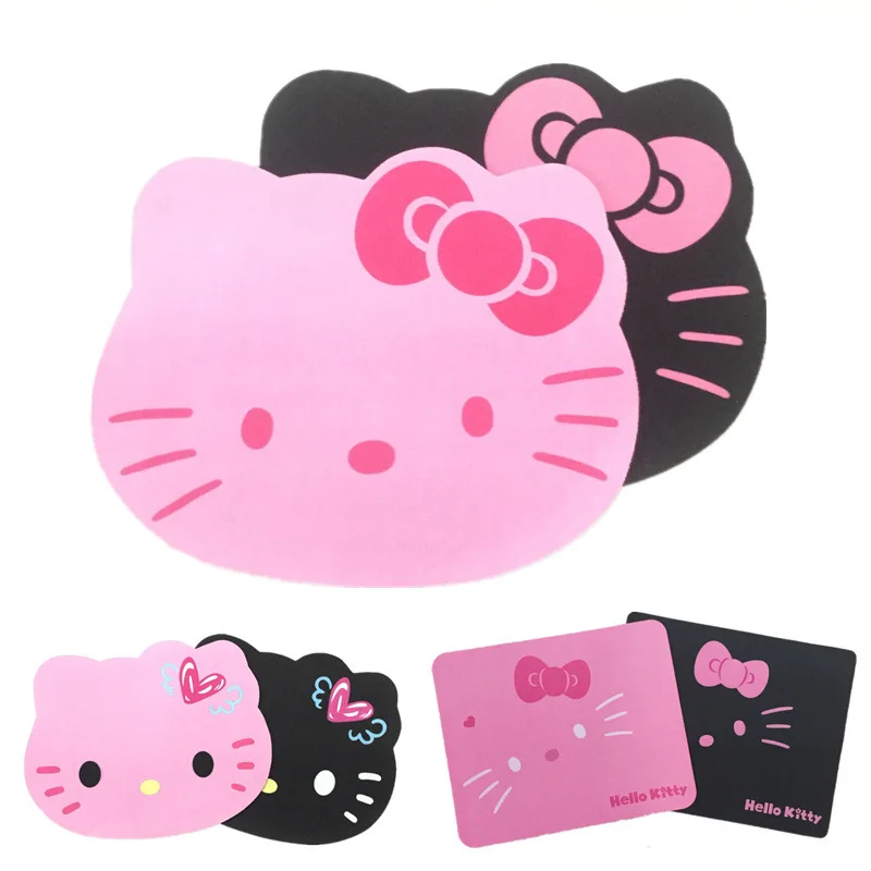Милый коврик для мыши Hello Kitty Противоскользящий розового и черного цвета ПК